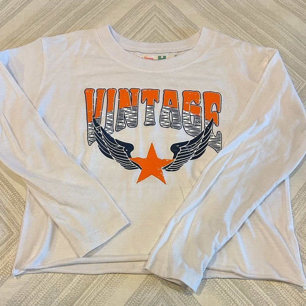 Vintage Havana Girls White Long Sleeve Vintage Graphic Tee Size L-14